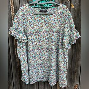 Lane Bryant Floral Flutter Sleeve Blouse